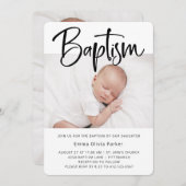 Invitation Baptême| Simple photo minimale en noir et blanc De (Devant / Derrière)