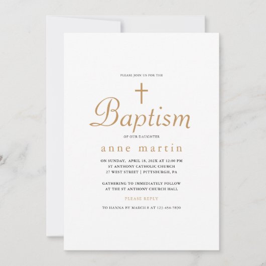 Invitation Baptême simple transversal minimaliste (Devant)
