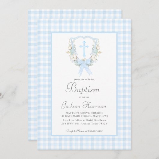 Invitation Baptême Sud, Baptême Garçon (Devant / Derrière)