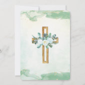 Invitation Baptême sur mesure floral élégant vert (Dos)