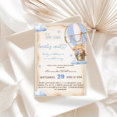 Invitation Baptême Thème Montgolfière Rustique Ours Garçon