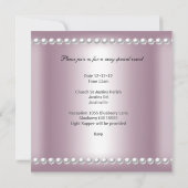 Invitation Baptême Tiara Rose Argent Blanc Pearl Diamant (Dos)