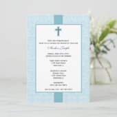 Invitation Baptême turquoise Damas. (Debout devant)