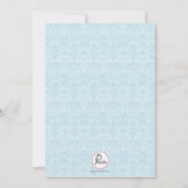 Invitation Baptême turquoise Damas. (Dos)