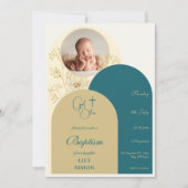 Invitation Baptême turquoise d'or (Devant)