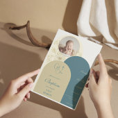 Invitation Baptême turquoise d'or