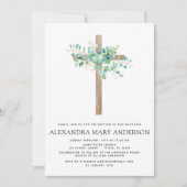 Invitation Baptême Verdure Eucalyptus Sage botanique (Devant)