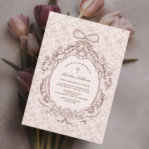 Invitation Baptême Vintage classique