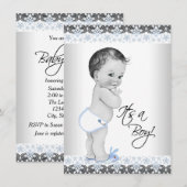 Invitation Baptême Vintage Garçon (Devant / Derrière)