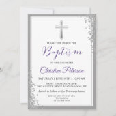 Invitation Baptême violet de lavande de Parties sc (Devant)