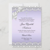 Invitation Baptême violet dentelle de diamant chic (Devant)