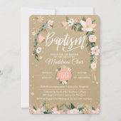 Invitation Baptême Whimsical Floral Blush & White Girl (Devant)