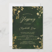 Invitation Baptism Blessing Enchanted Garden Fairytale Green (Devant)