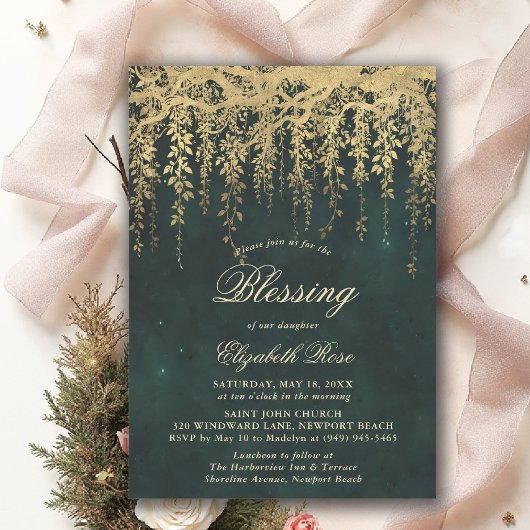 Invitation Baptism Blessing Enchanted Garden Fairytale Vines