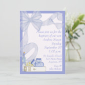 Invitation Baptism Blue Bow (Debout devant)