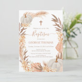 Invitation Baptism Boho Pampas arrangement white Pumpkin (Debout devant)