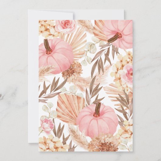 Invitation Baptism Boho Pampas Pink Pumpkin (Dos)