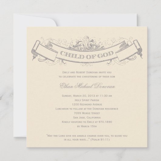 Invitation Baptism/Christening Invite (Devant)