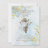Invitation BAPTISM classique Aqua Blue Gold (Devant)