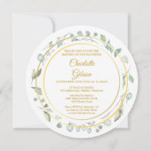 Invitation Baptism Laurel Garland Gold Cross Circulaire (Dos)