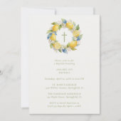 Invitation Baptism Mediterranean Wreath with Floral and Lemon (Devant)