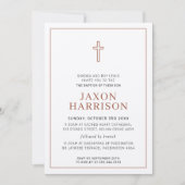 Invitation BAPTISM moderne croix minimale simple argile brun (Devant)