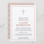Invitation BAPTISM moderne croix minimale simple argile brun (Devant / Derrière)