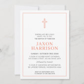 Invitation BAPTISM moderne Croix minimale simple terre cuite (Devant)