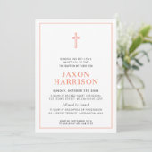 Invitation BAPTISM moderne Croix minimale simple terre cuite (Debout devant)