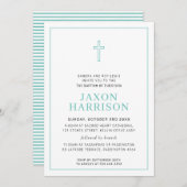 Invitation BAPTISM moderne croix minimale simple vert menthe (Devant / Derrière)