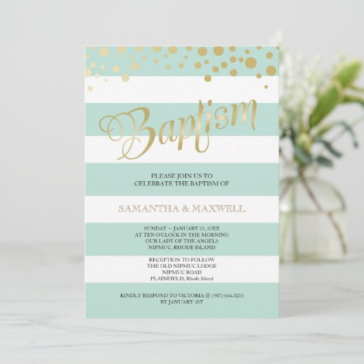 Invitation BAPTISM Neutral - Twins (Debout devant)