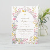 Invitation Baptism watercolor meadow flowers (Debout devant)