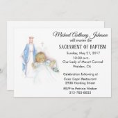 Invitation Baptismal bébé garçon Vierge Vintage Marie Invitat (Devant / Derrière)