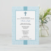 Invitation Baptismale Turquoise Damask. (Debout devant)