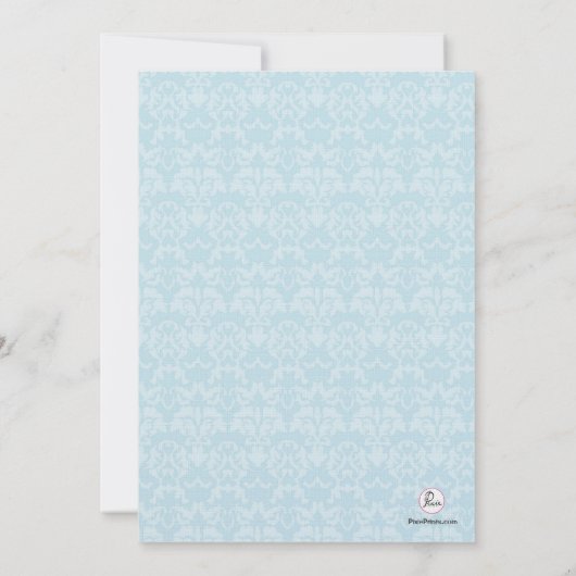 Invitation Baptismale Turquoise Damask. (Dos)