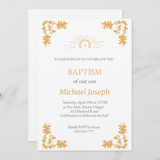 INVITATION BAPTISME CHRÉTIENNE (Devant / Derrière)