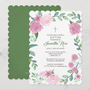INVITATION BAPTISME, Fille, Roses roses roses