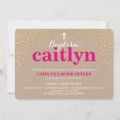 Invitation BAPTISME GLAMOREUX rustique en or confetti kraft r (Devant)