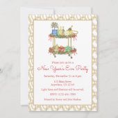 Invitation Bar à champagne aquarelle pour la fête du Nouvel A (Devant)