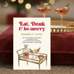 Invitation Bar à cocktails rétro Manger Boire Se réjouir Fête