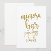 Invitation Bar à Mimosa Doré Pailleté Panneau de Mariage Écon (Devant / Derrière)