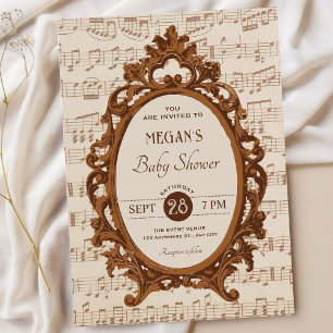 Invitation Bar à musique vintage baroque pour baby shower