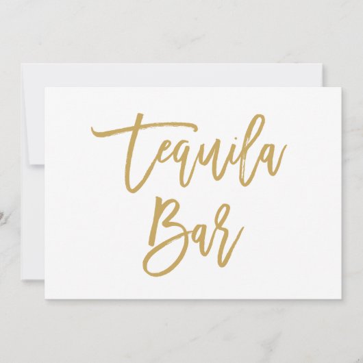 Invitation Bar à Tequila Chic Lettre Main en Or (Devant)