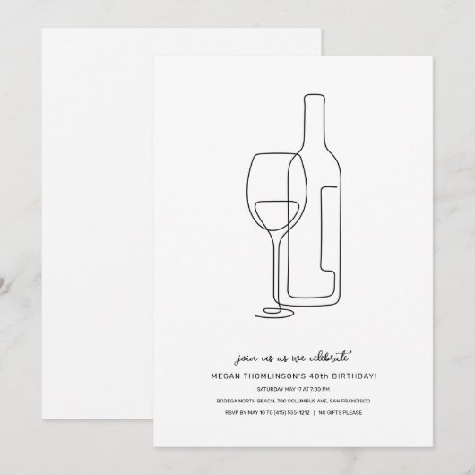 Invitation Bar à vin Anniversaire (Devant / Derrière)