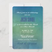 Invitation Bar Bat Bnai Arbre de vie Mitzvah Aquarelle Bleu (Dos)