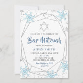 Invitation Bar/Bat Mitzvah Bleu Flocon de Neige (Devant)