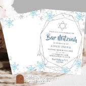 Invitation Bar/Bat Mitzvah Bleu Flocon de Neige