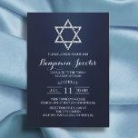 Invitation Bar Bat mitzvah Moderne Marine étoile bleue de Dav<br><div class="desc">Bar Bat mitzvah Modern Marine Star de David Invitations.</div>