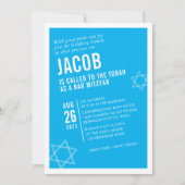Invitation BAR BOLD MITZVAH simple angle moderne aqua blanc (Devant)