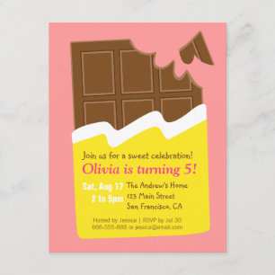 Invitation Bar Chocolat sucré Candy Anniversaire